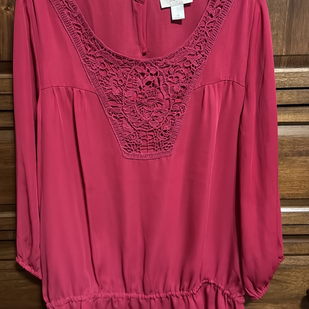 LOFT Pink Embellished Relaxed Blouse